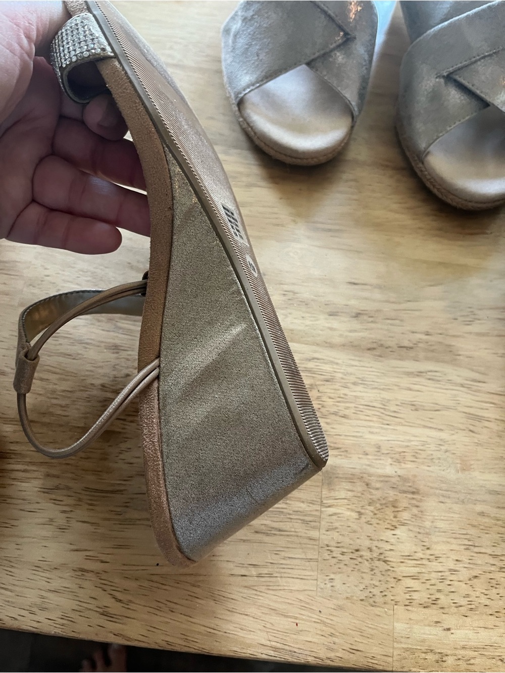 Style & Co. Tan Rhinestone T-Strap Sandals - Picture 4 of 5